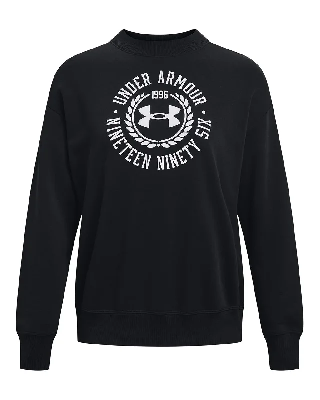 Under Armour Womens Rival Fleece Crest Graphic Crewneck Sweatshirt Hoodie with Hidden Zipper Minimalist Clean