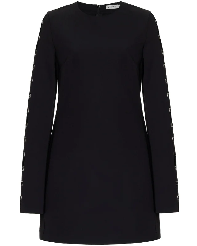 Black Tamera Mini Dress Modern Satin Mini Dress