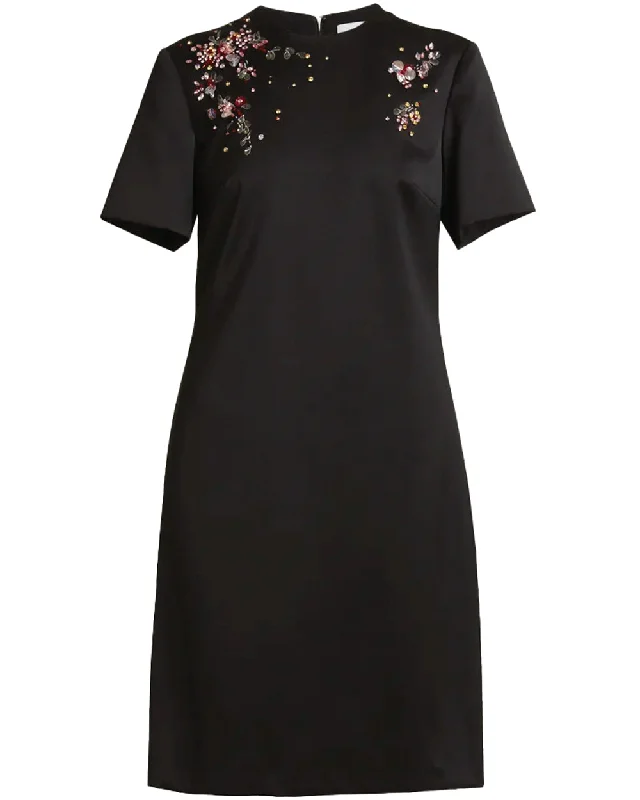 Black Short Sleeve Mini Dress Comfortable Boho Mini Dress