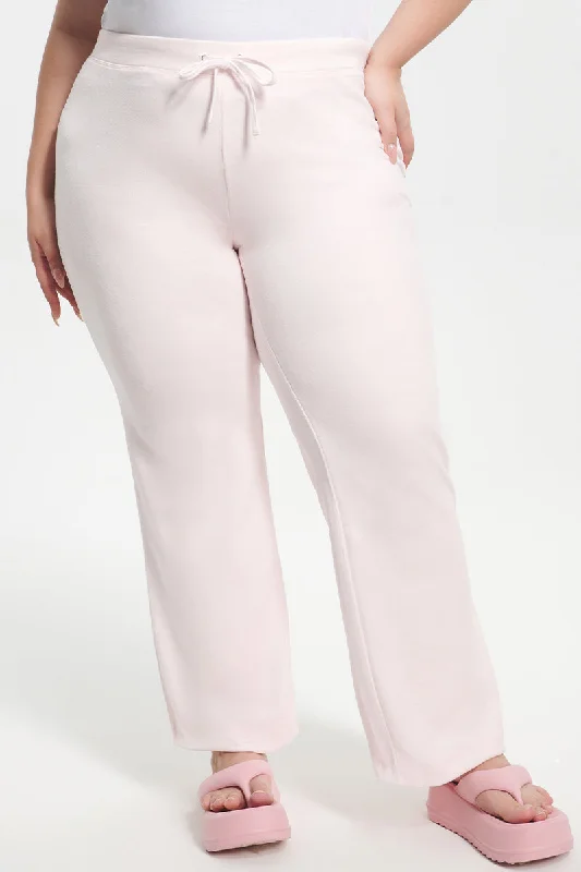 Plus-Size Classic Cotton Velour Track Pants Formal Wide-Leg Pants
