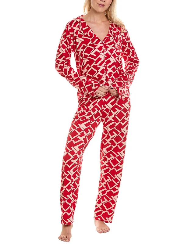 Anna Kay 2Pc Silk-Blend Pajama Pant Set Fashionable Work Pants