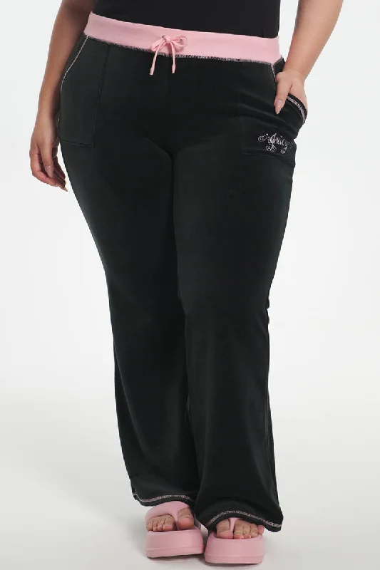 Plus-Size Sweetheart Cotton Velour Track Pants Trendy Tapered Pants