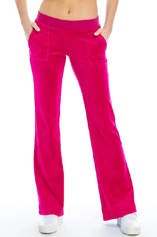 Low Rise Snap Pocket Velour Track Pants Casual Track Pants