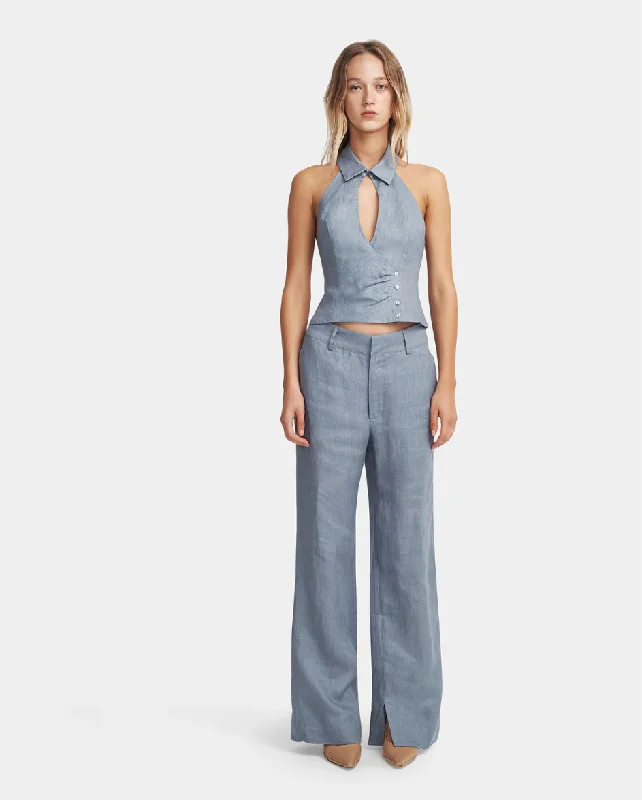 Baxter Linen Pant Slate Trendy Printed Pants