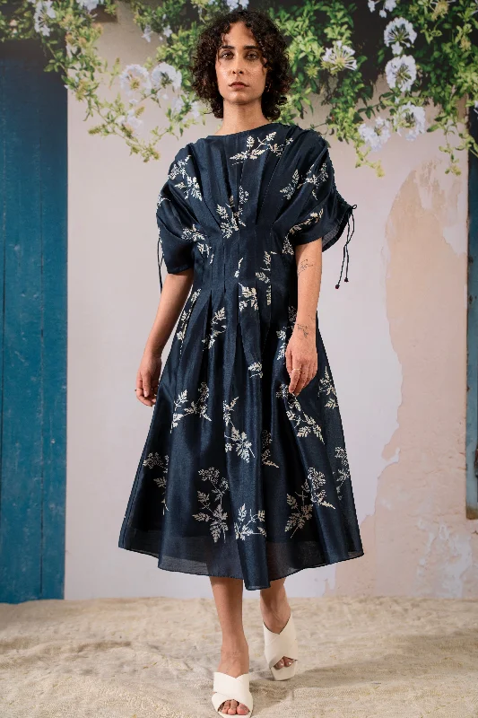 Indigo Disharge Print Pleated Dress Tunics Custom made