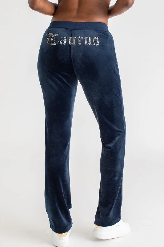 Taurus Big Bling Velour Track Pants Comfortable Denim Trousers