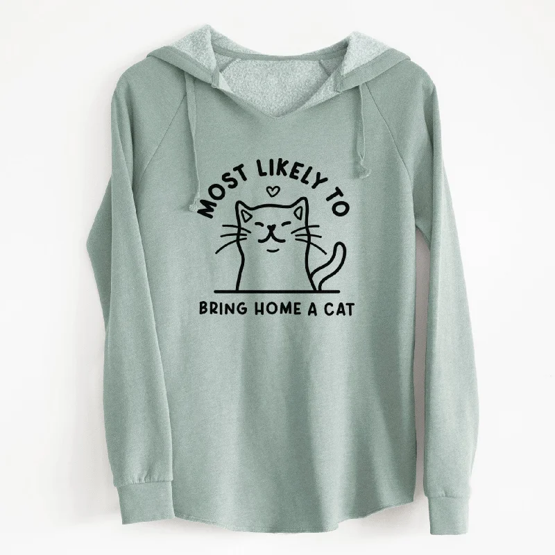 Most Likely to Bring Home a Cat - Cali Wave Hooded Sweatshirt Hoodie with Drawstring Waist Adjustable Fitted