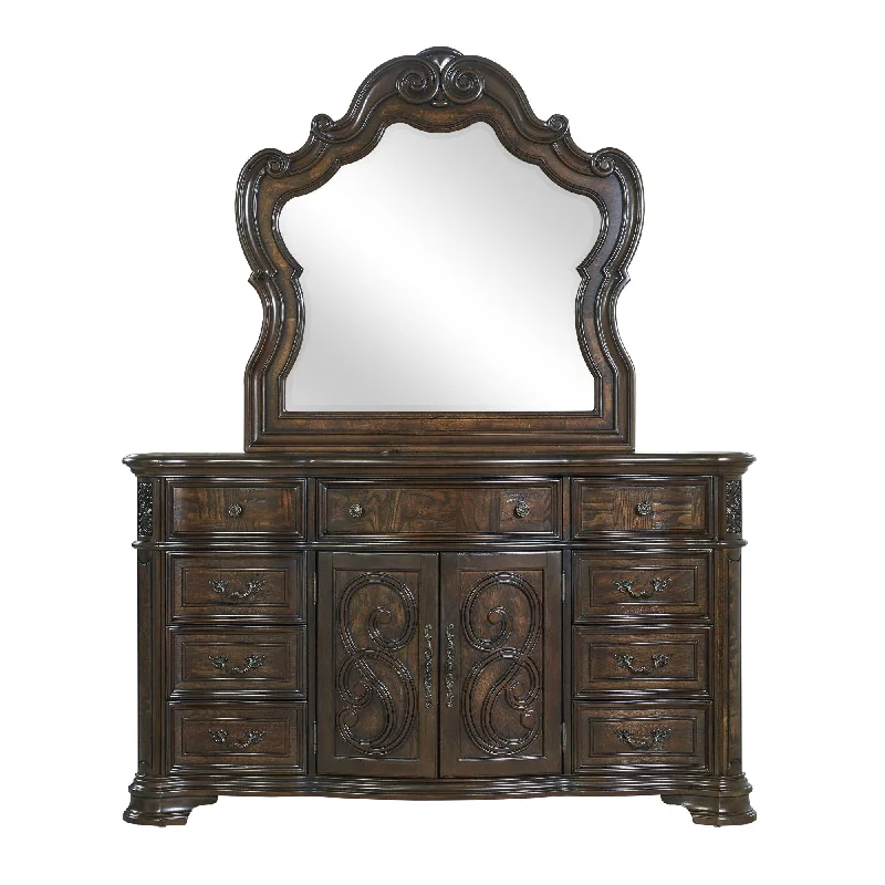 Royale - Dresser & Mirror - Dark Brown Tunics Stylish modern