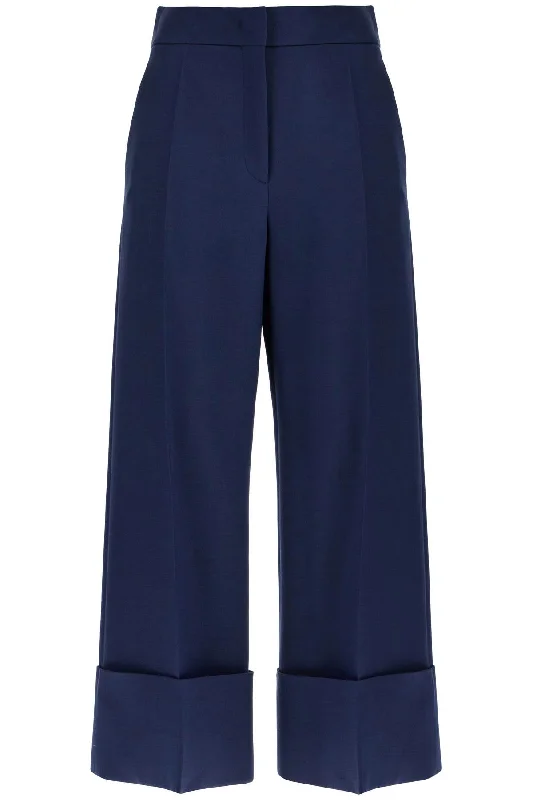 high-waisted wide leg pants in silk and wool indigo 6B3RB6551CF INDACO Trendy Palazzo Pants