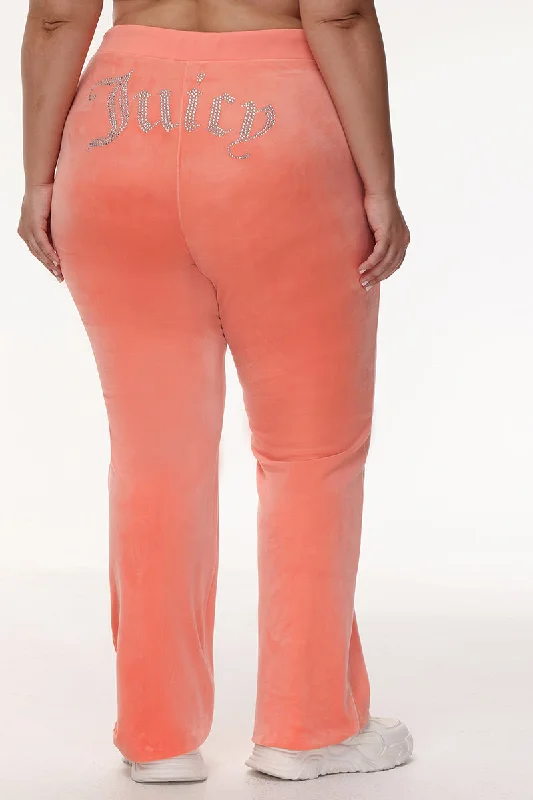 Plus-Size OG Big Bling Velour Track Pants Elegant Palazzo Trousers