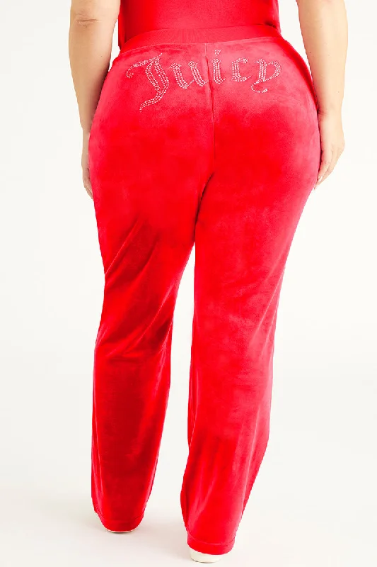 Plus-Size OG Big Bling Velour Track Pants Trendy Velvet Pants