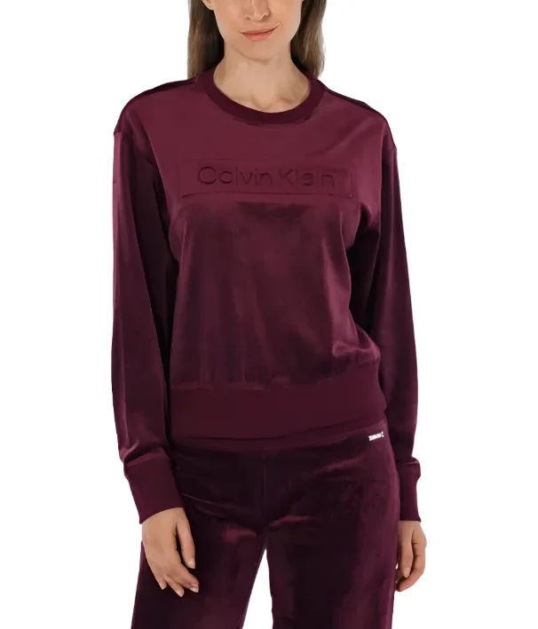 Calvin Klein Womens Embossed Cropped Crew Neck Sweatshirt Hoodie with Pattern Geometric Abstract