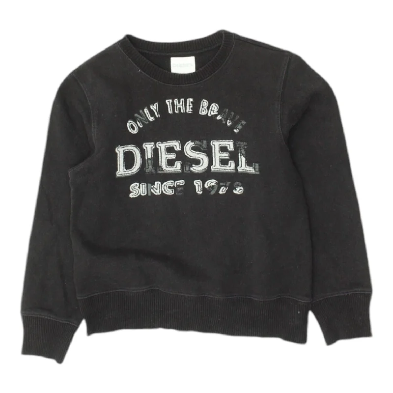 Diesel Spell Out Womens Black Sweatshirt | Designer Streetwear Jumper VTG Hoodie with Metallic Shiny Futuristic Diesel Spell Out Womens Black Sweatshirt | Designer Streetwear Jumper VTG Hoodie with Metallic Shiny Futuristic