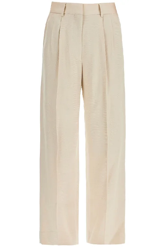 ivory viscose pants with embroidered pocket PTMPA01 SEE IVORY Soft Wool Pants