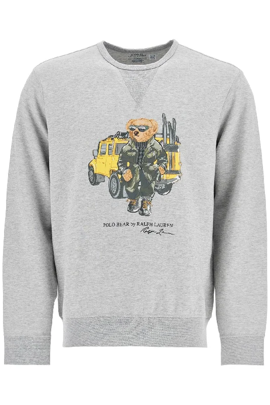 Polo Bear Interlock Crewneck Sweatshirt Hoodie with Belted Waist Structured Tailored