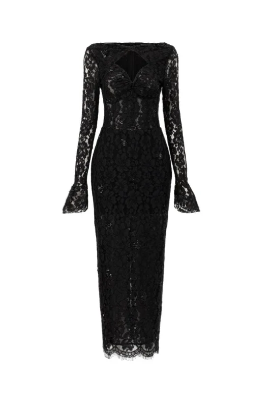 AVERY FLORAL LACE CUT OUT DRESS IN BLACK Tunics Trousers formal