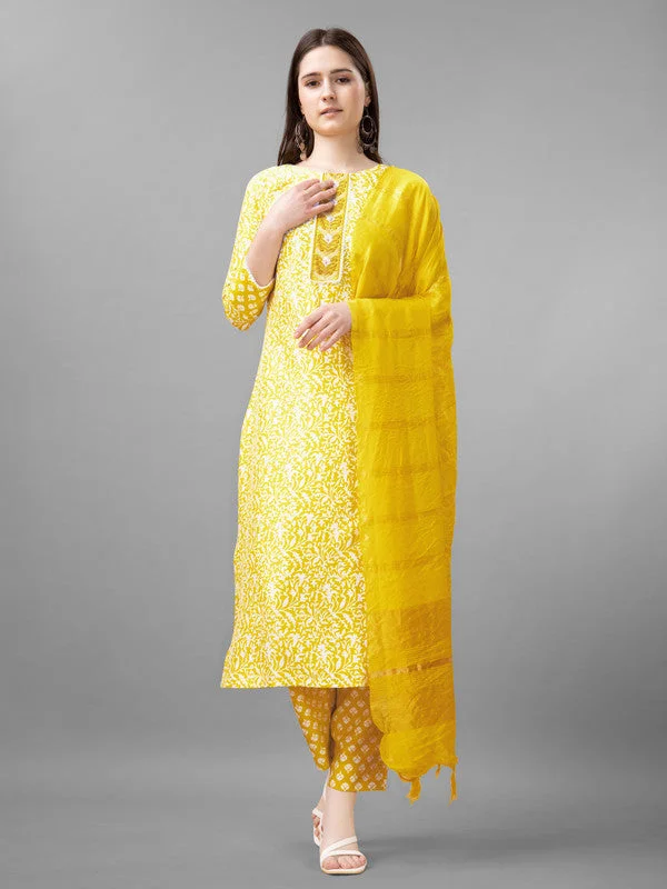 Women's Embroidered Rayon Kurta Pant Dupatta Set - Malishka Export Comfortable Denim Trousers