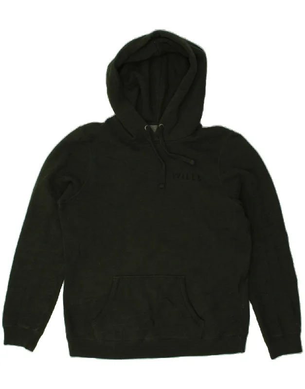 JACK WILLS Womens Hoodie Jumper UK 14 Large Green Cotton Hoodie with Hem Elastic Stretchable Comfortable