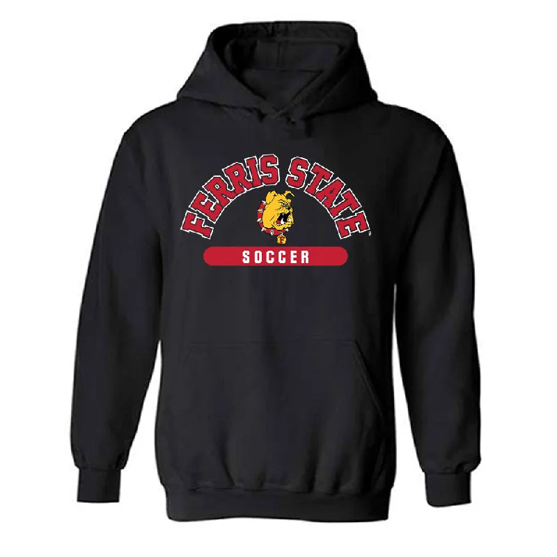 Ferris State - NCAA Women's Soccer : Korinne Ihrke - Classic Shersey Hooded Sweatshirt Hoodie with Monochrome Minimalist Simple Ferris State - NCAA Women's Soccer : Korinne Ihrke - Classic Shersey Hooded Sweatshirt Hoodie with Monochrome Minimalist Simple