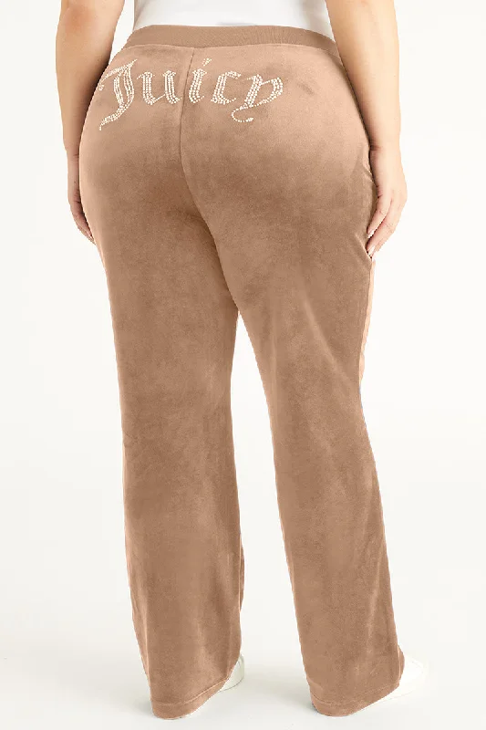 Plus-Size OG Big Bling Velour Track Pants Cozy Jogger Leggings