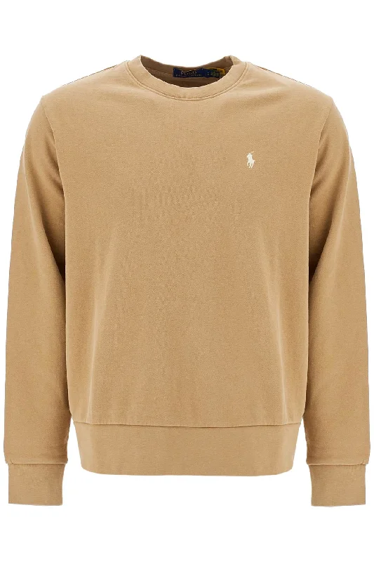 Loopback Crewneck Sweatshirt Hoodie with Tied Waist Feminine Flattering