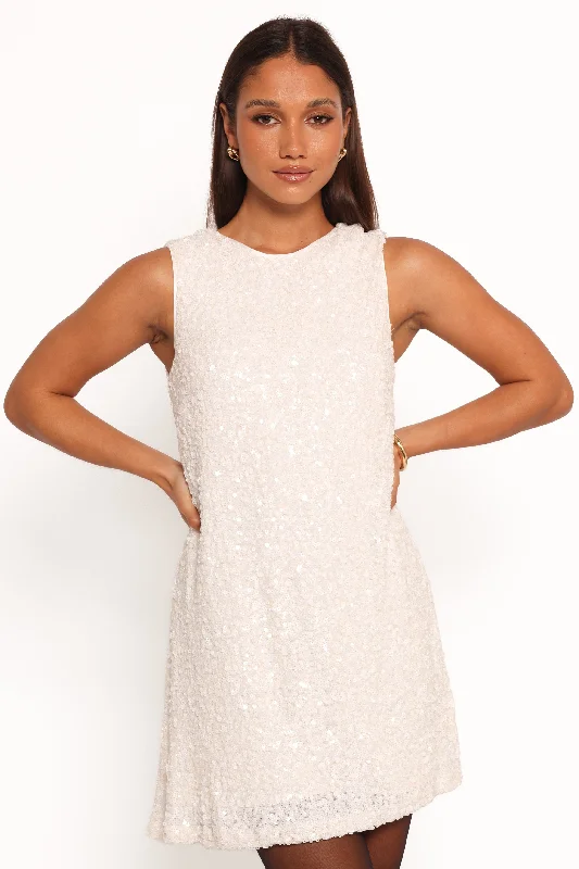 Kezie Sequin Mini Dress - Cream Comfortable Wrap Mini Dress