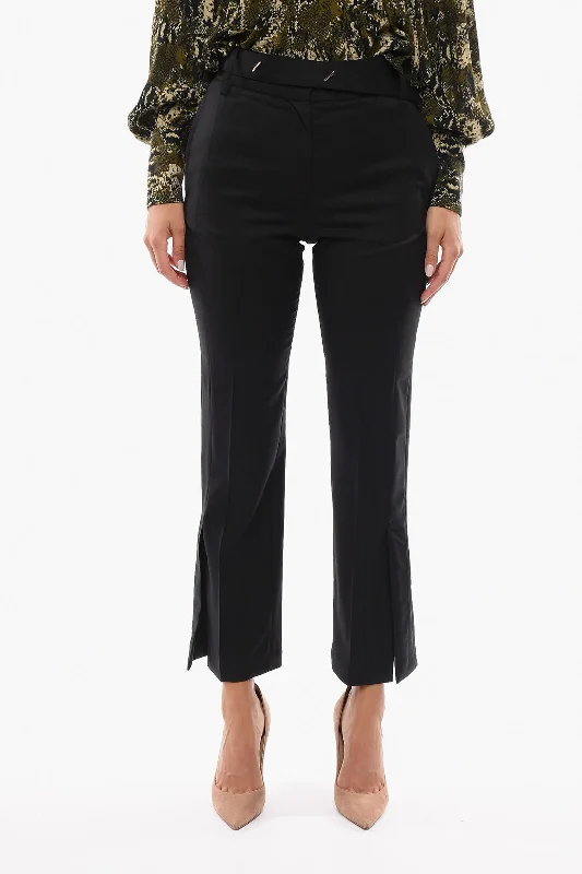 Eudon Choi Virgin Wool Pants with Ankle Slit and Belt 38 Italian size Relaxed High-Waist Trousers