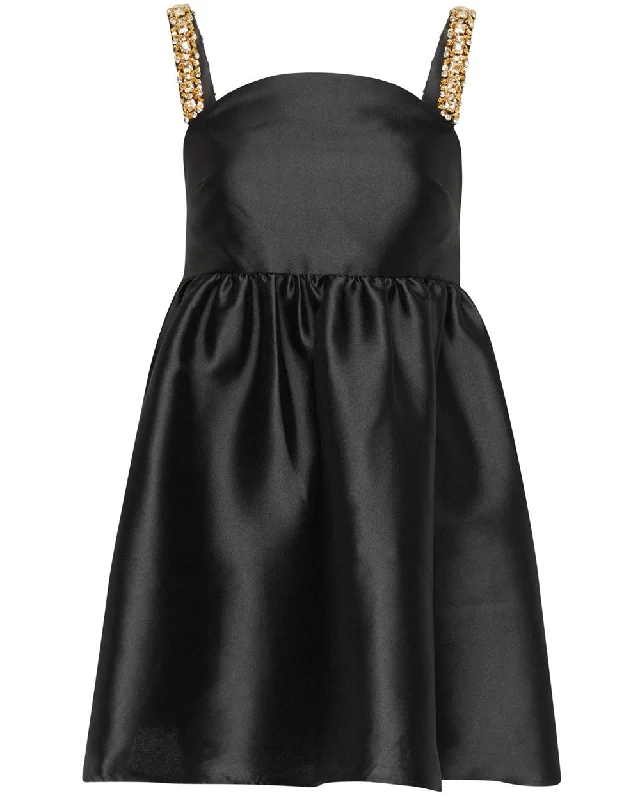 Black Embellished Taffeta Mini Dress Classic Striped Mini Dress