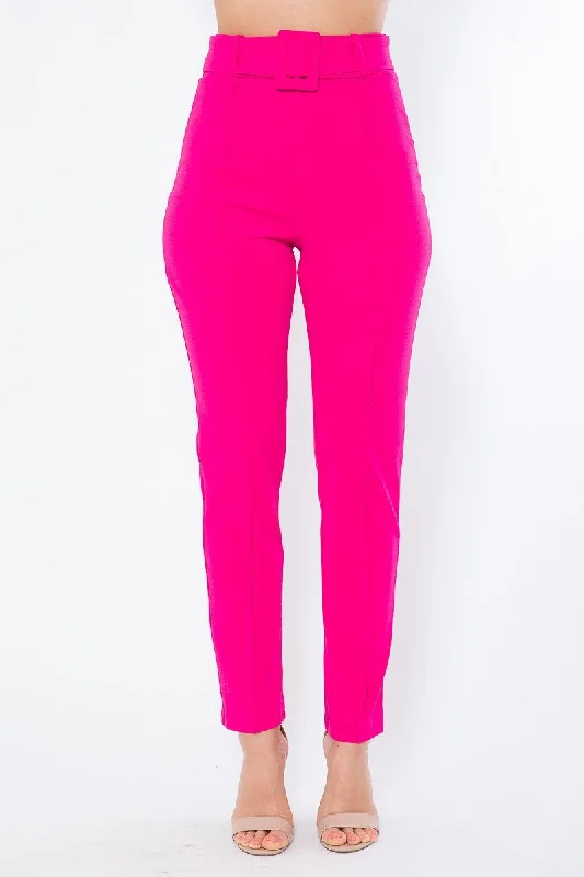 Ankle Tapered Self-fabric Buckle Belt Pants Comfortable Jogging Pants