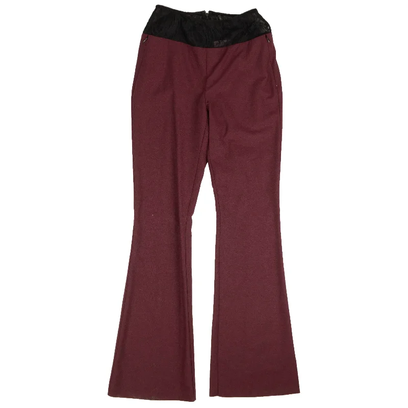 PALM ANGELS Burgundy & Black Lace Flare Pants Sleek Black Pants
