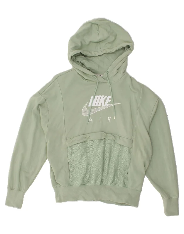 NIKE Womens Oversized Graphic Hoodie Jumper UK 6 XS Green Polyester Hoodie with Contrast Stitching Detailed Premium