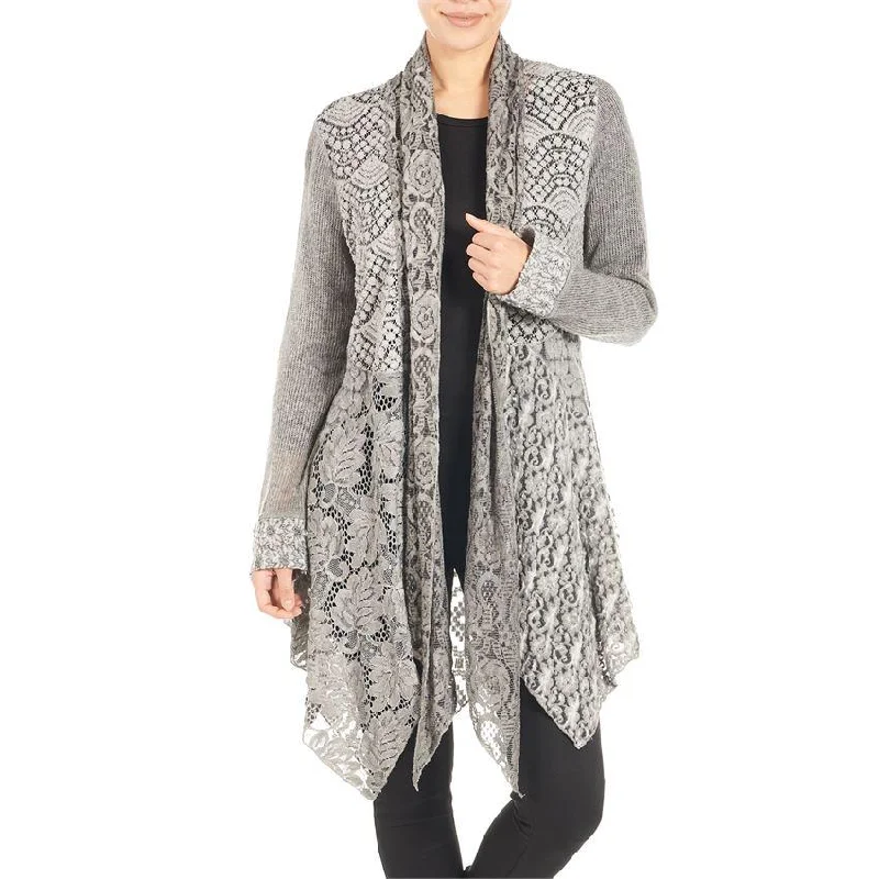 Sophia Ruffle Trim Cardigan Chenille Blend Fleece Blend Nylon Blend