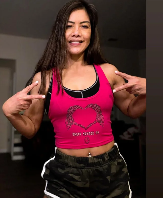 Ladies "Live, Love, Die" Racerback Crop Tank lace back tank