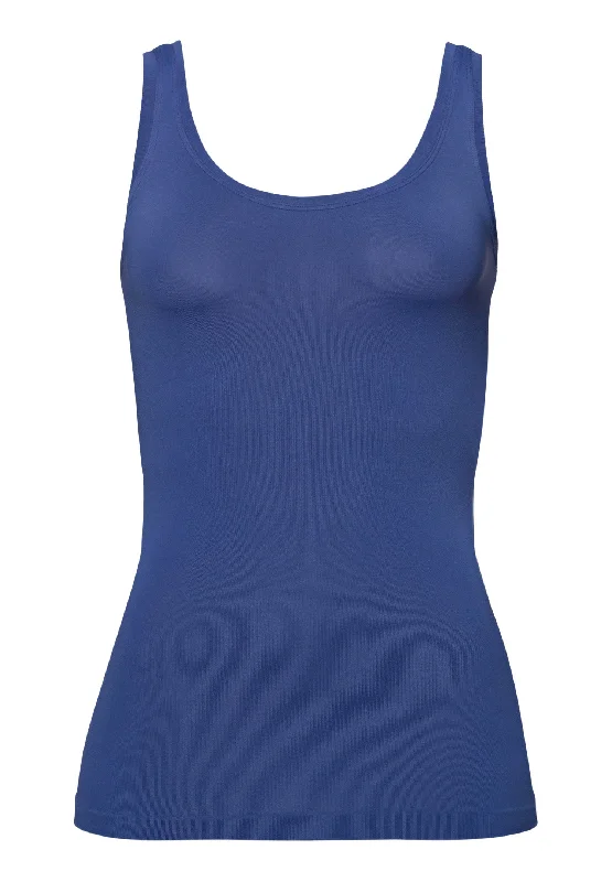 Touch Feeling Round Neck Tank Top | Blue Horizon 71814-2546 flowy tank top