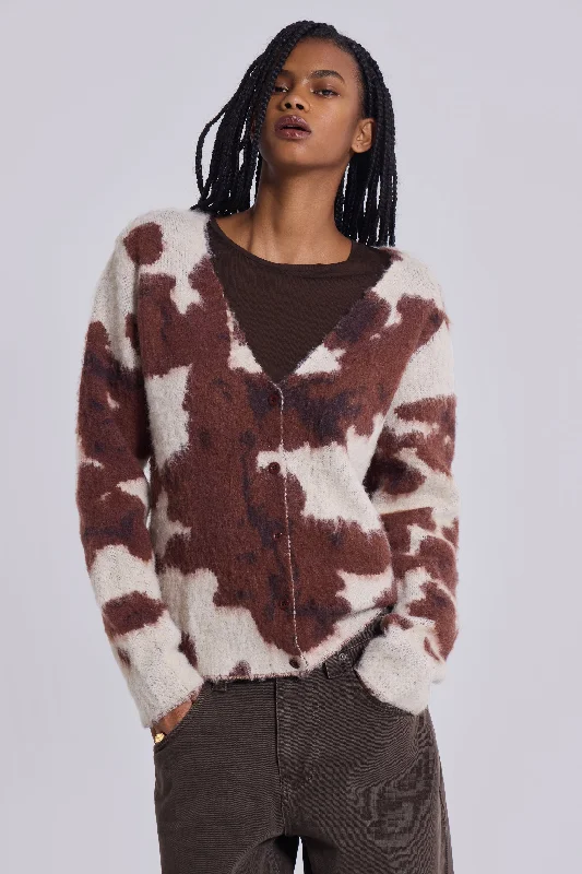Cow Print Chuck Cardigan Transparent Opaque Sheer