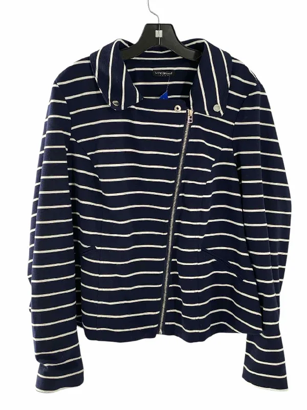 Lane Bryant Size L Navy White Stripes Jacket Mesh Jacket Canvas Jacket Denim Jacket