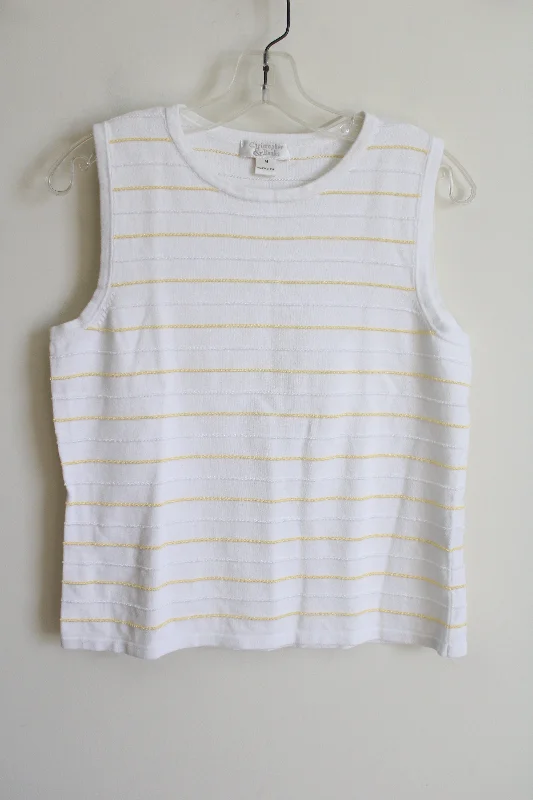 Christopher & banks White Yellow Knit Tank | M sheer tank top