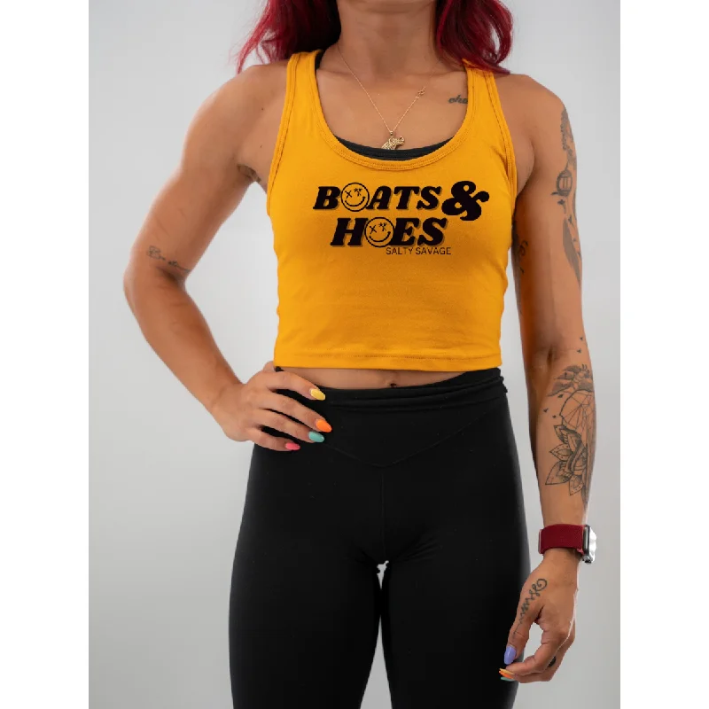 Ladies "BOATS & HOES" Racerback Crop Tank boho tank top