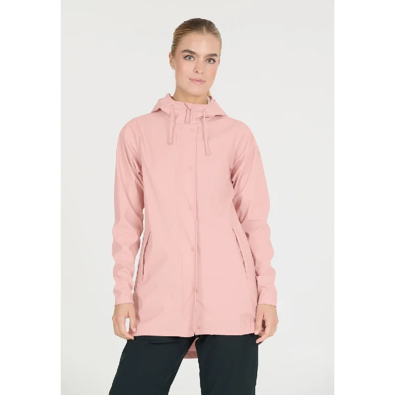 Petra W Rain jacket - Pink Sand A-Line Jacket Boat Neck Shawl Collar