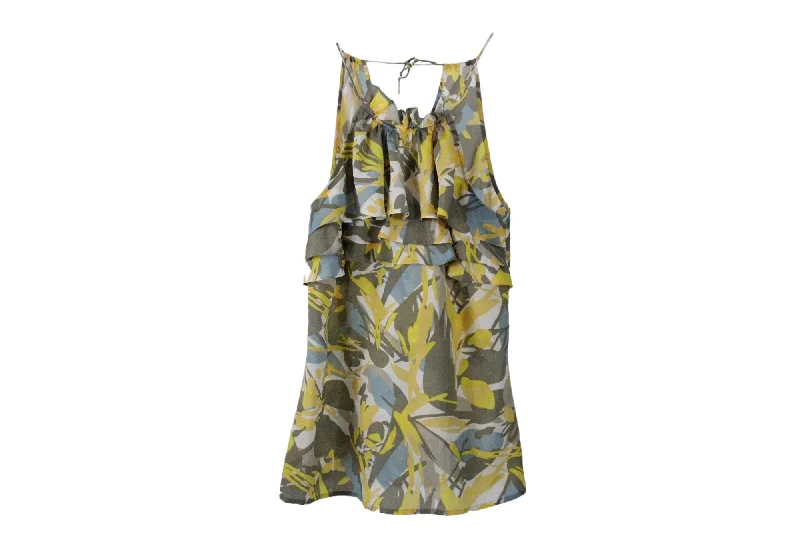 Banana Republic Yellow Gray Ruffle Tank | XS halter tank top