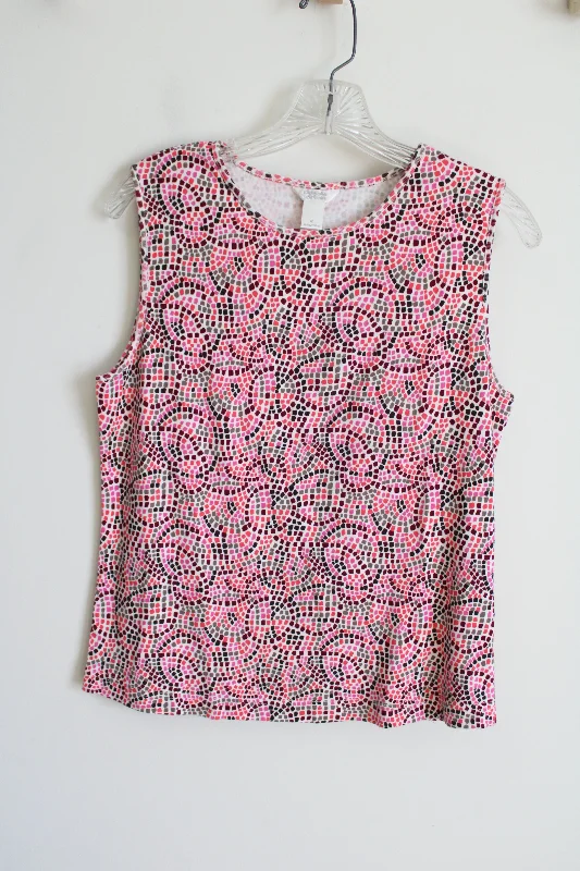 Christopher & Banks Pink Patterned Tank | M cropped tank top