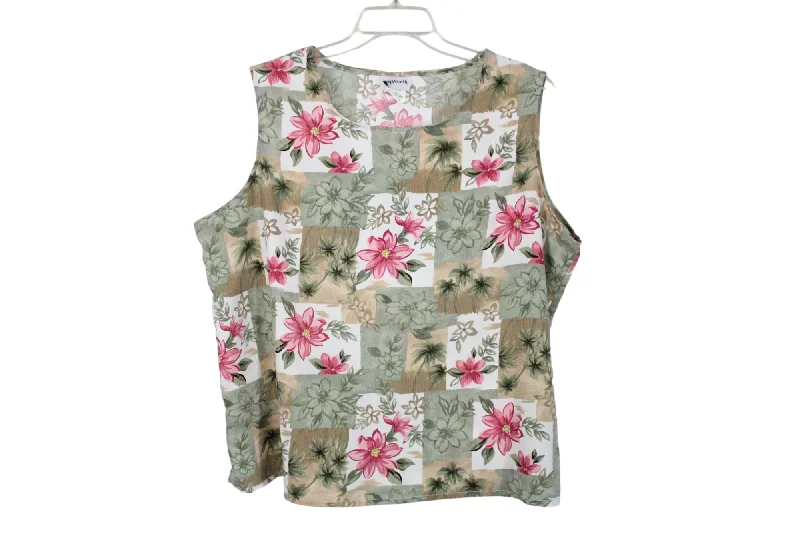 Bonworth Green Floral Tank Top | XL Petite silver tank top