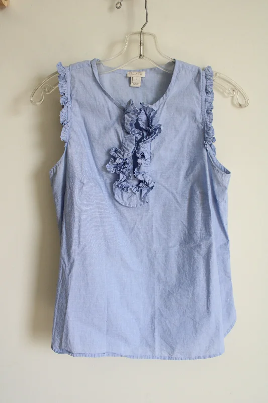 J.Crew Blue Ruffle Front Tank | 2 charcoal tank top