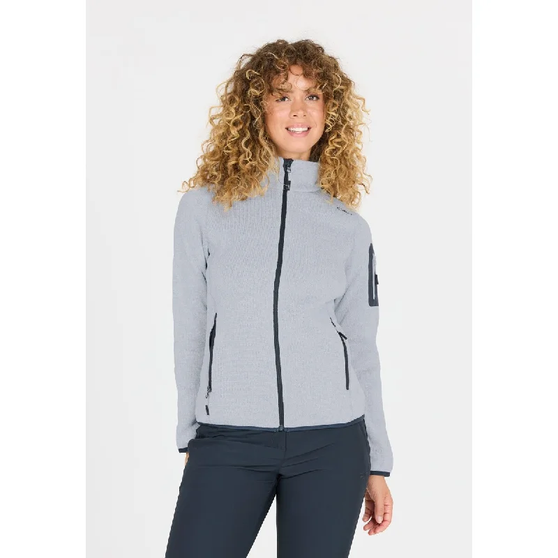 CMP WOMAN KNITTECH FLEECE JACKET - Alluminio-Antracite Collared Jacket Crew Neck Jacket Turtle Neck Jacket