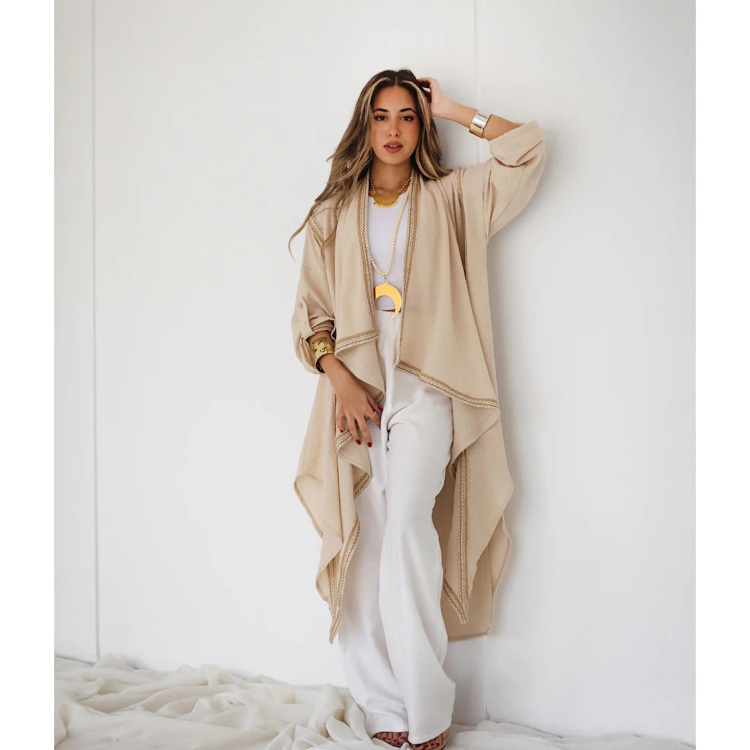 Linen blend draped cardigan Lightweight Heavyweight Midweight