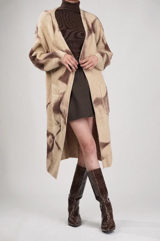 Espresso Wrap Long Cardigan Fleece Cardigan Nylon Polyester