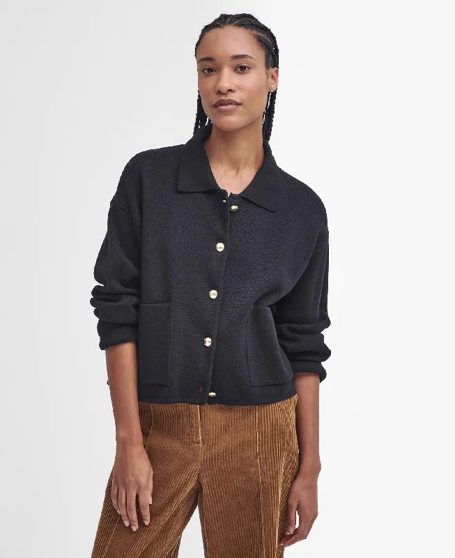 Barbour Women's Noelle Cardigan - Classic Black Print Jacquard Patchwork