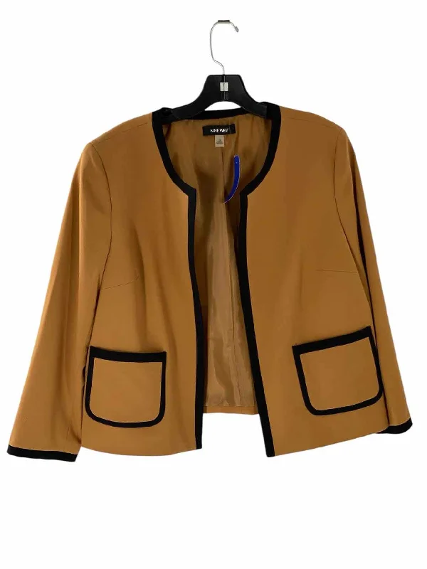 Nine West Size 12 Brown Black Jacket Toggled Jacket Drawstring Jacket Belted Jacket