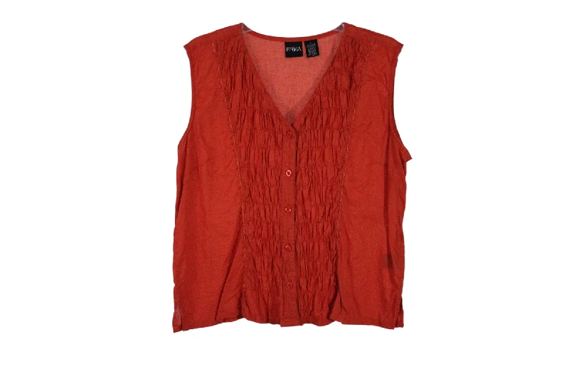 Erika Orange Smocked Tank | L v-neck tank top