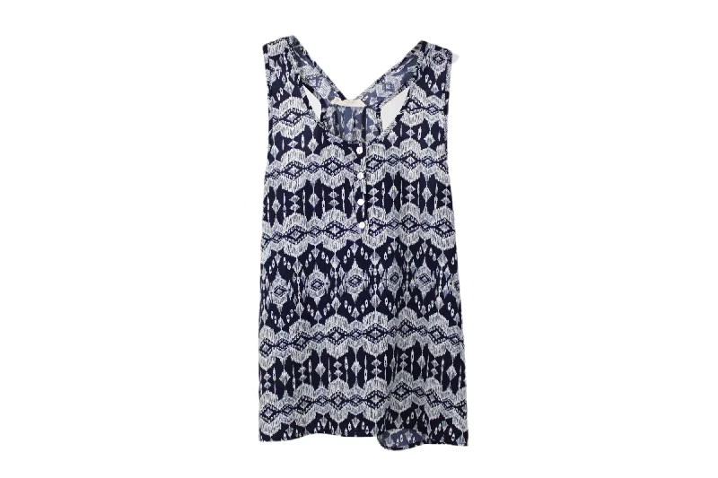 Pink Rose Navy Pattern Tank | S grey tank top